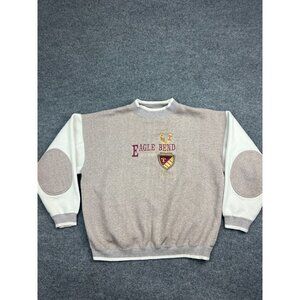 Vintage Eagle Bend Yacht Harbor Sweatshirt Men's Large Gray Elbow Patch Montana